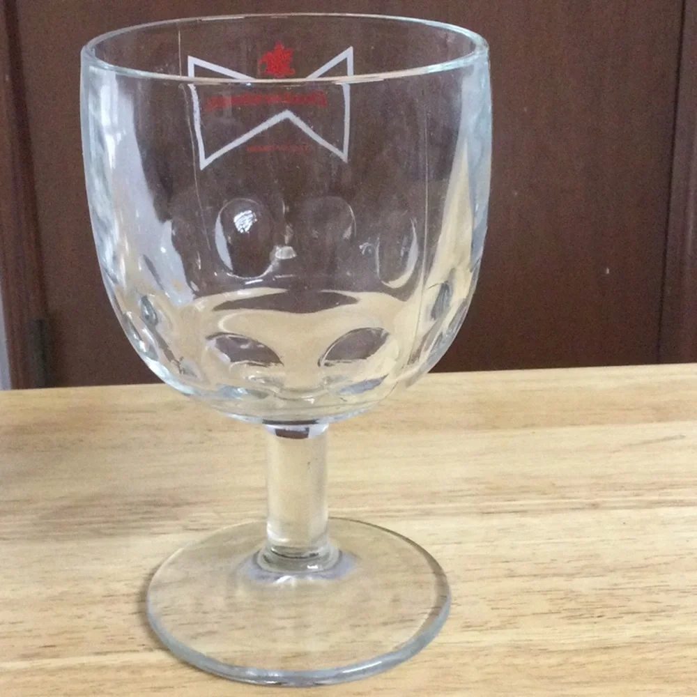 🌞 Budweiser vintage King of Beers Stem Drinking Glass Goblet 6” Tall Bow Tie